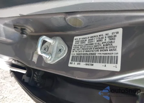 2005 Honda Civic Vp из США, поврежденный, VIN 1HGES16325L026002